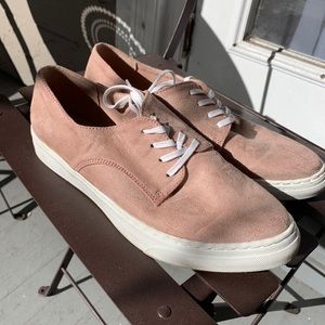 Pink suede sneakers